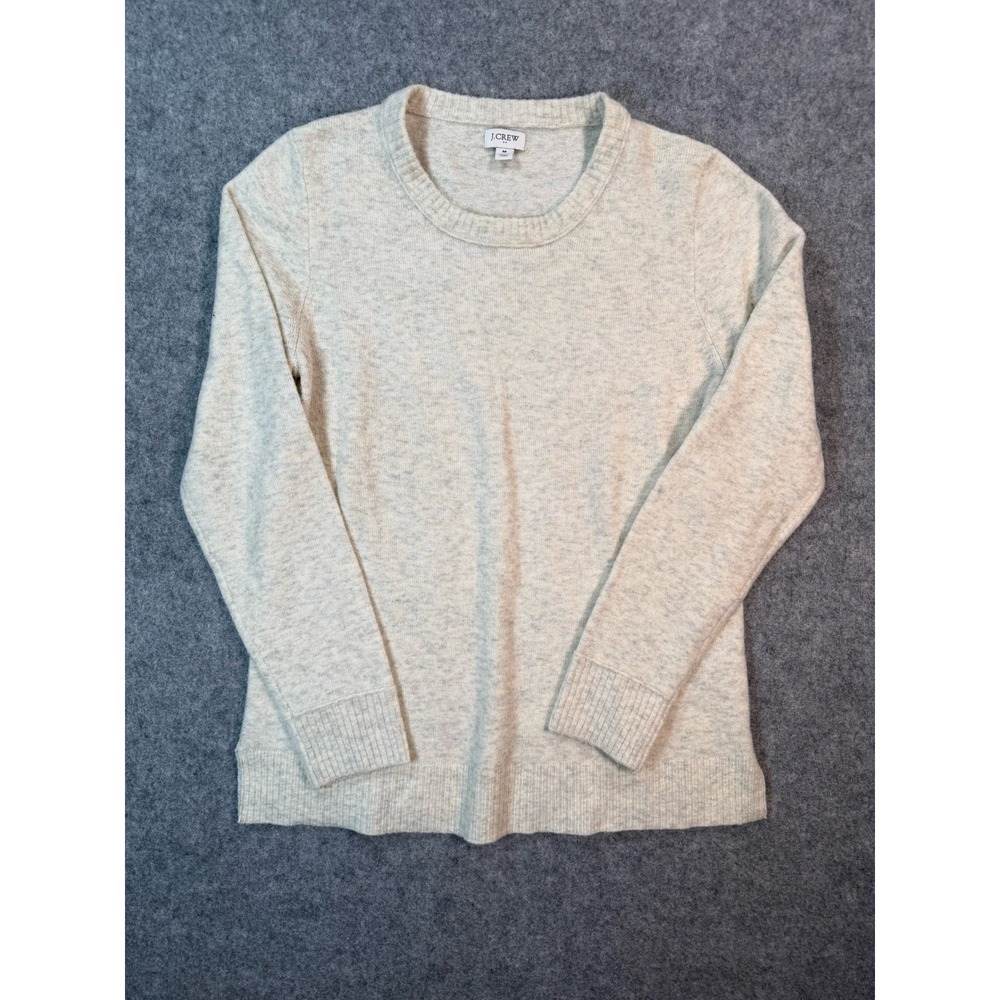 J.Crew Womens Heather Oatmeal Grey Crewneck Knit Sweater Size Medium - Picture 2 of 8